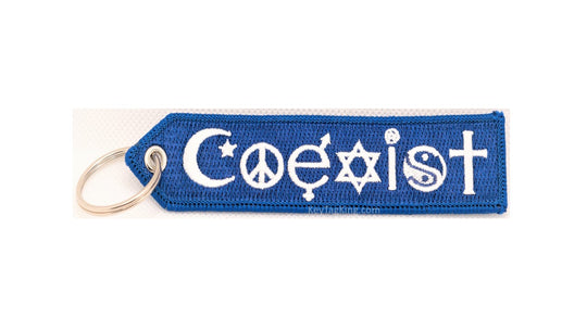 PEACE COEXIST Keychain Patch LOVE Key Fob Double Sided Embroidered Key Tag Highest Quality Equality Pagan Christian Muslim Hippie Jewish Tolerance