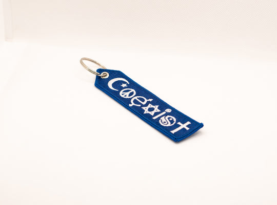 PEACE COEXIST Keychain Patch LOVE Key Fob Double Sided Embroidered Key Tag Highest Quality Equality Pagan Christian Muslim Hippie Jewish Tolerance