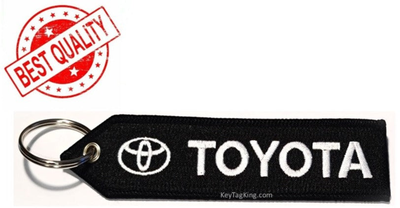 TOYOTA Black New TOYOTA TRD, TACOMA, TUNDRA, TRUCK, CAMRY, RAV4, COROLLA, HIGHLANDER, PRIUS, 4RUNNER, AVALON, SIENNA Keychain Highest Quality Double Sided Embroider Fabric, exclusive product