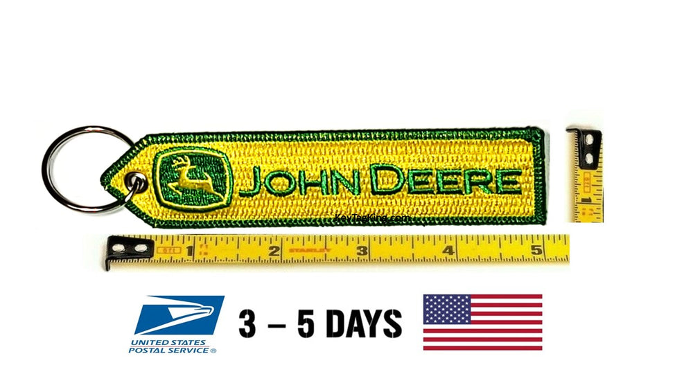 JOHN DEERE TRACTOR Keychain Highest Quality Double Sided Embroider Fabric 1PC
