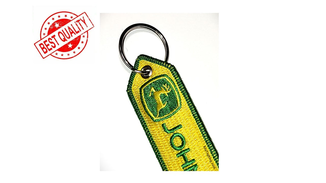 JOHN DEERE TRACTOR Keychain Highest Quality Double Sided Embroider Fab – Key  Tag King