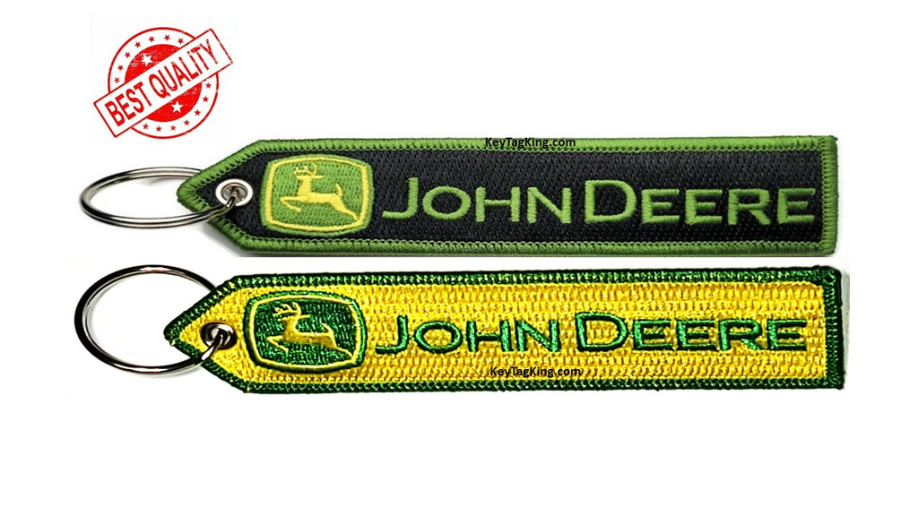 JOHN DEERE TRACTOR Keychain Highest Quality Double Sided Embroider Fab – Key  Tag King