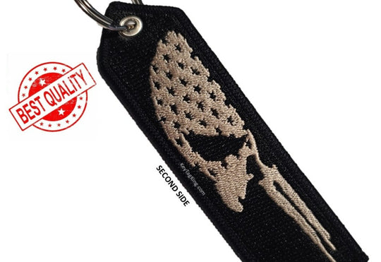 WE THE PEOPLE DESERT TAN AND BLACK Two Different Sides Keychain Highest Quality Double Sided Embroider Fabric, exclusive product