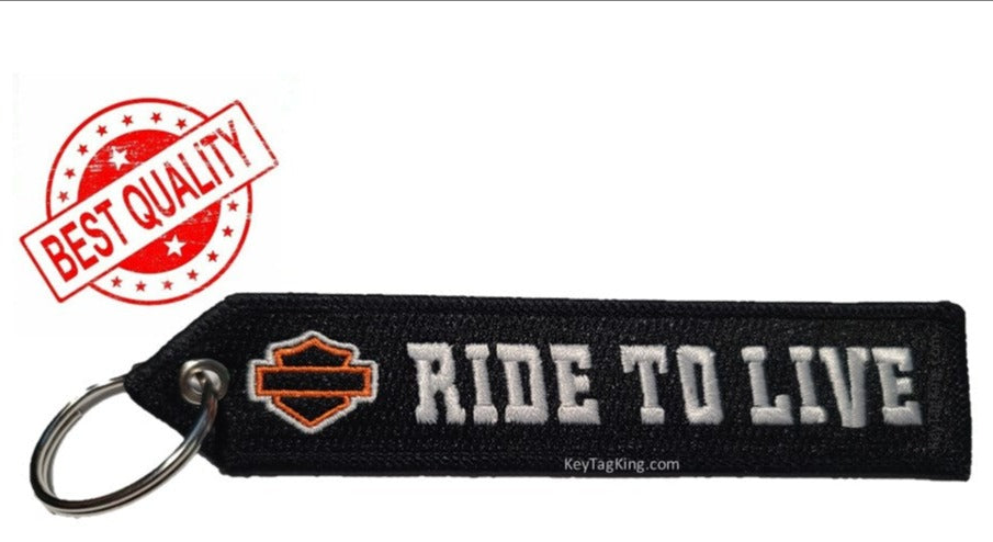 HARLEY DAVIDSON MOTORCYCLES & RIDE TO LIVE Keychains Highest Quality Double Sided Embroidered Fabric, exclusive product
