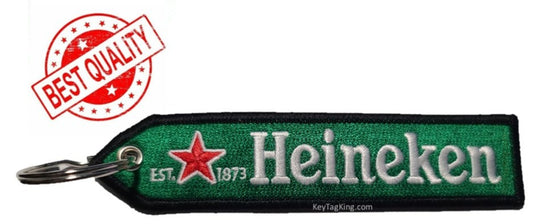Beer Drinking Heineken Heiny Heini Green Bottles Heinie Keychain Highest Quality Double Sided Embroider Fabric, exclusive product