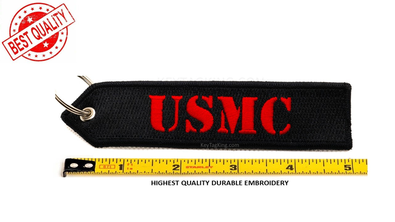 USMC Keychain Patch Marines Embroidered Fabric Double Sided , key tag ...