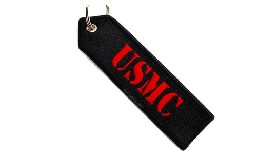 USMC Marines Embroidered Fabric Double Sided Keychain, key tag Ripcord 1 piece
