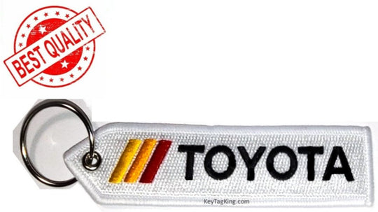 TOYOTA WHITE New TOYOTA TRD, TACOMA, TUNDRA, TRUCK, CAMRY, RAV4, COROLLA, HIGHLANDER, PRIUS, 4RUNNER, AVALON, SIENNA Keychain Highest Quality Double Sided Embroider Fabric, exclusive product
