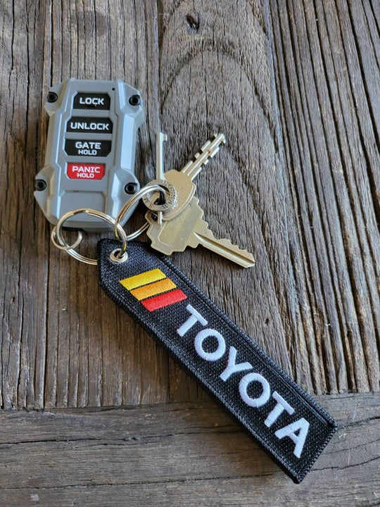TOYOTA WHITE New TOYOTA TRD, TACOMA, TUNDRA, TRUCK, CAMRY, RAV4, COROLLA, HIGHLANDER, PRIUS, 4RUNNER, AVALON, SIENNA Keychain Highest Quality Double Sided Embroider Fabric, exclusive product