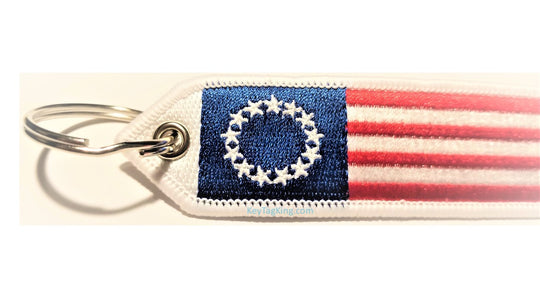 13 STARS USA FLAG BETSY ROSS Double Sided Embroidery Keychain