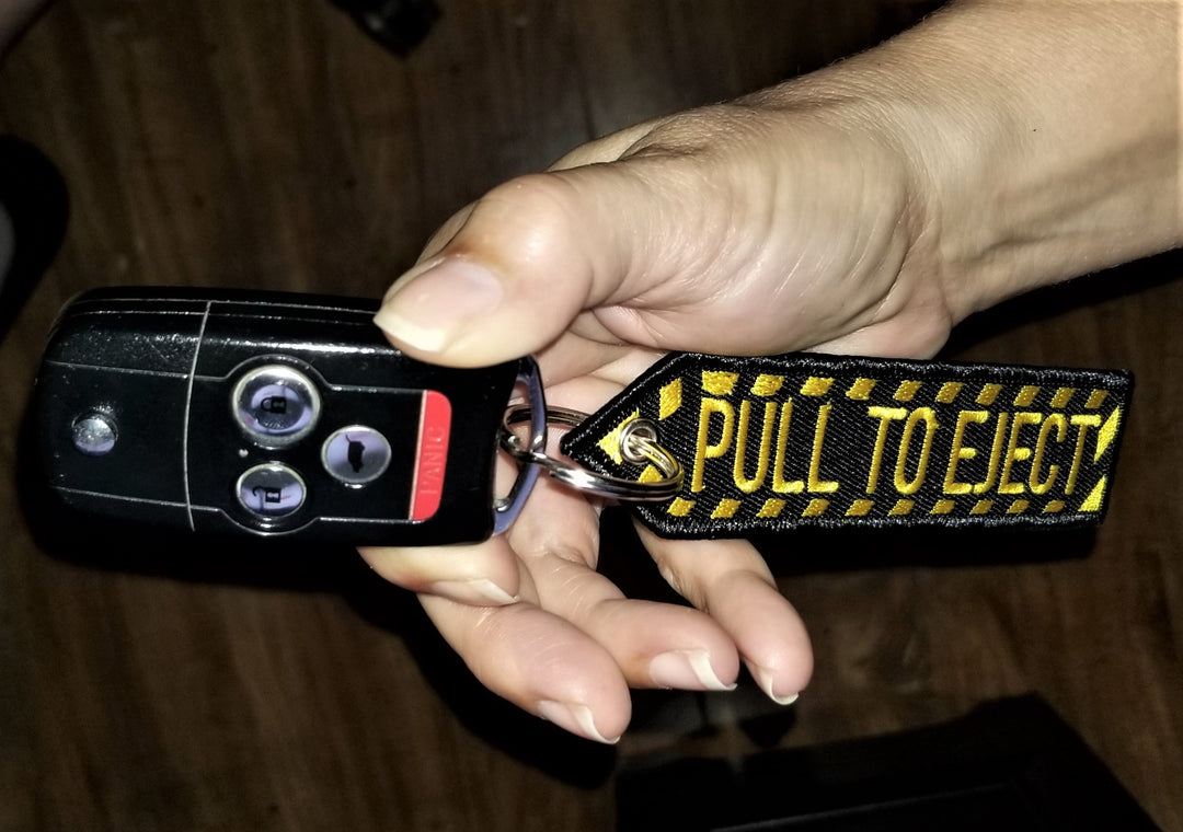 PULL TO EJECT Keychain Patch Highest Quality Double Sided Embroider Ri ...