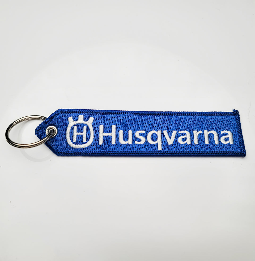 Husqvarna Motorcycle Equipment Chainsaws Keychain Highest Quality Double Sided Embroider Fabric