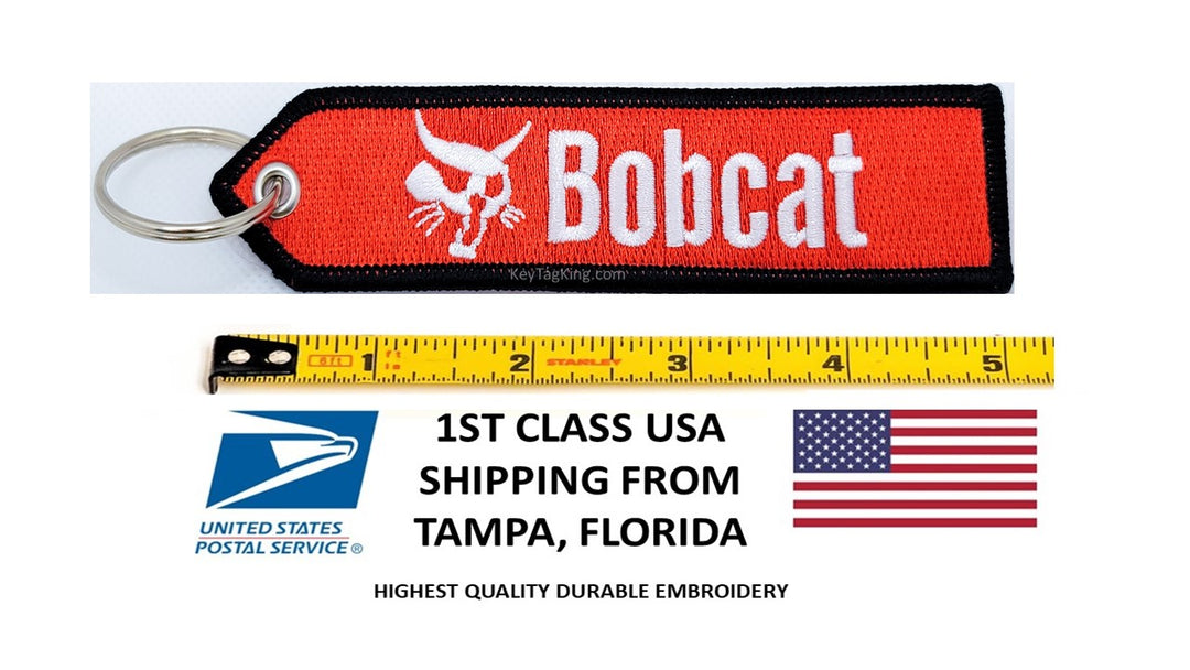 BOBCAT Keychain HIGHEST QUALITY 2 Sided Embroider Fabric 1PC, exclusive product USA