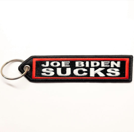 Joe Biden Sucks Anti Biden Never BIDEN Keychain Double Sided Embroider Fabric