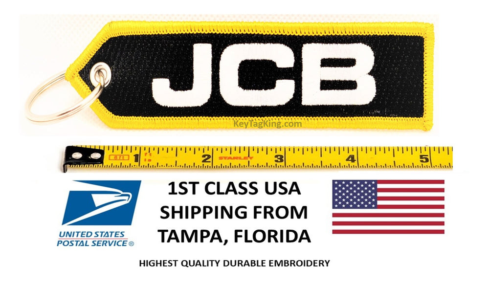 JCB CONSTRUCTION 4x4 FOB Keychain Highest Quality Double Sided Embroider Fabric, exclusive product USA