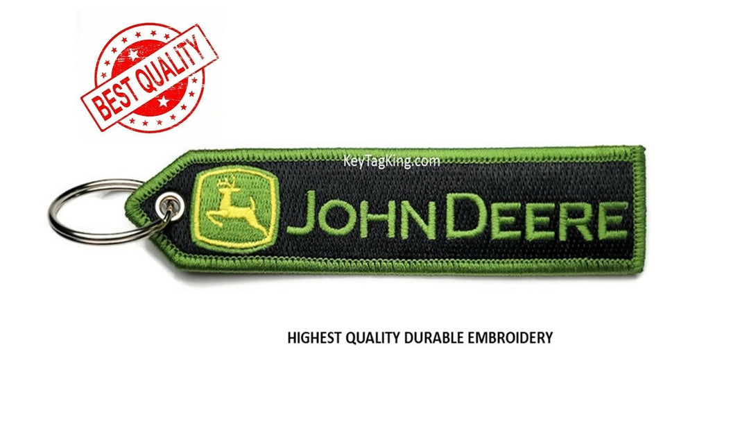JOHN DEERE TRACTOR Keychain Highest Quality Double Sided Embroider Fabric 1PC