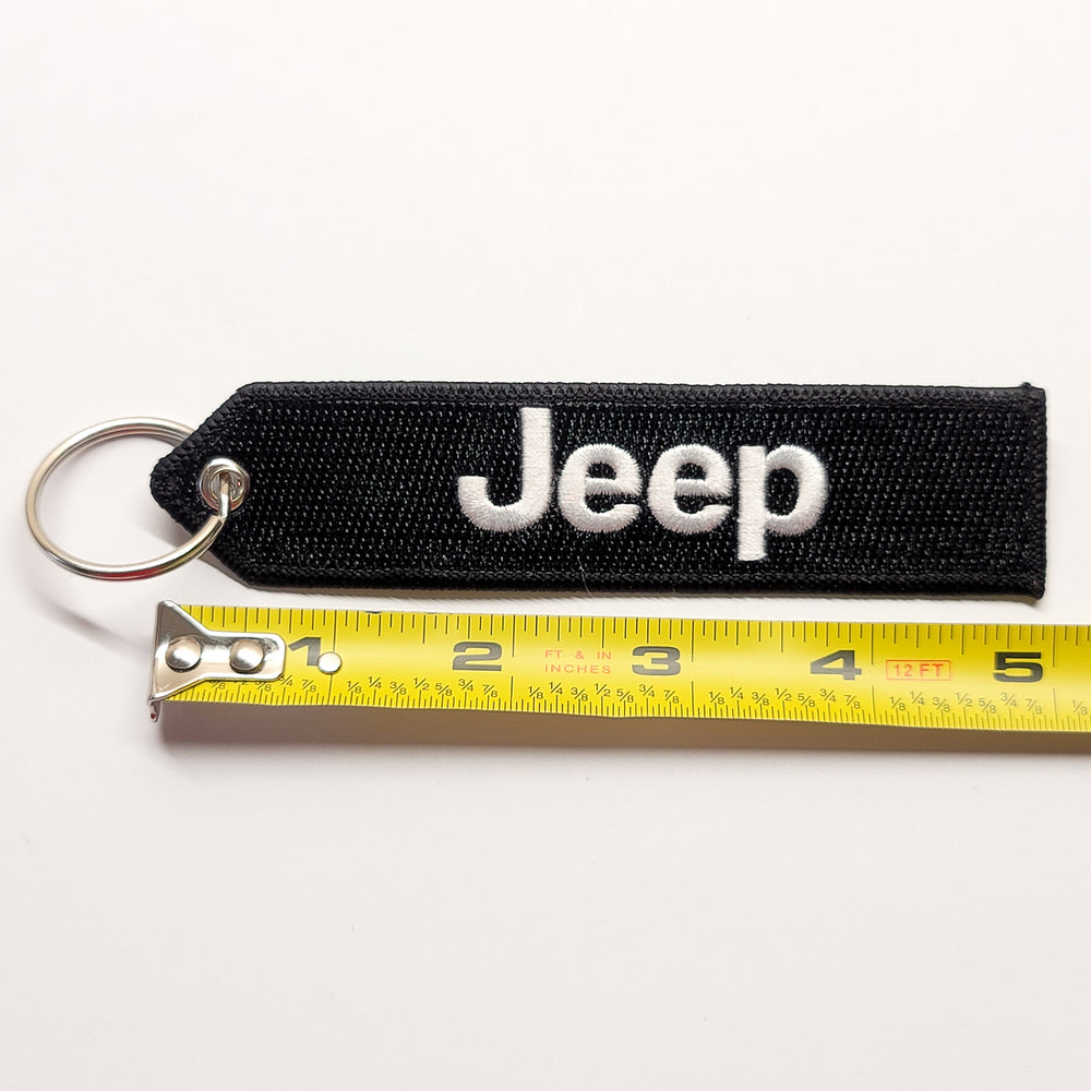 JEEP CJ-5 CJ-7 WRANGLER RUBICON GLADIATOR Keychain Highest Quality Double Sided Embroider Fabric, exclusive product