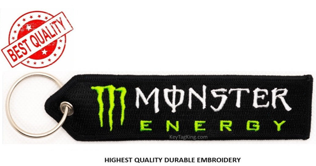 Monster Energy Keychain Highest Quality Double Sided Embroider Fabric 1 PC