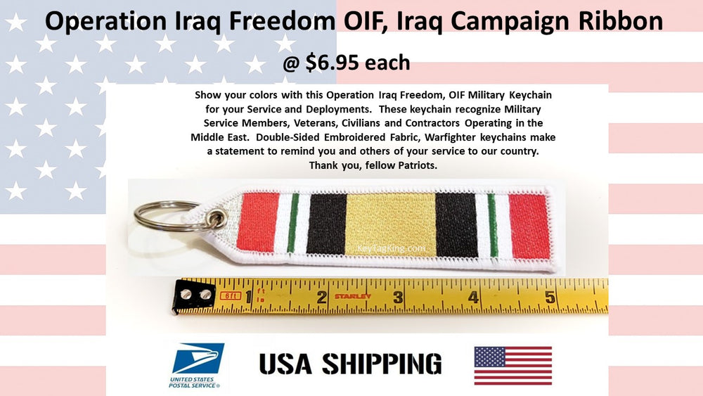 Operation Iraq Freedom OIF Keychain Double Sided Embroider Fabric
