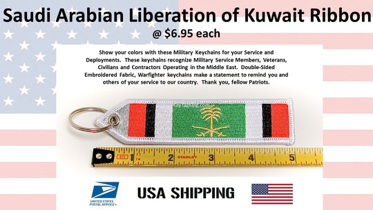 Global War on Terrorism Service Medal (GWOT) Keychain Double Sided Embroider Fabric