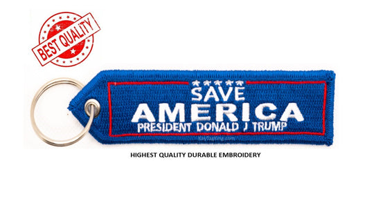 Save America Trump Keychain Highest Quality Double Sided Embroider Fabric