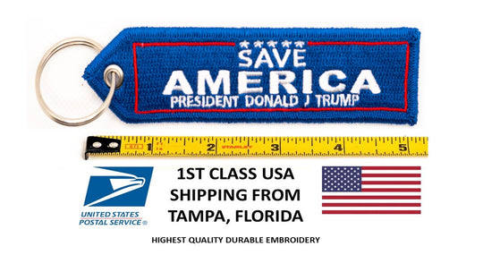 Save America Trump Keychain Highest Quality Double Sided Embroider Fabric