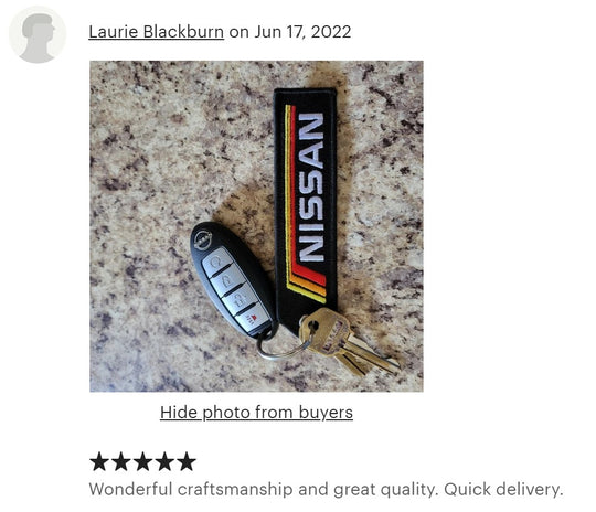 NISSAN, RETRO NISSAN, TRUCK NISSAN Keychain Highest Quality Double Sided Embroider Fabric, exclusive product