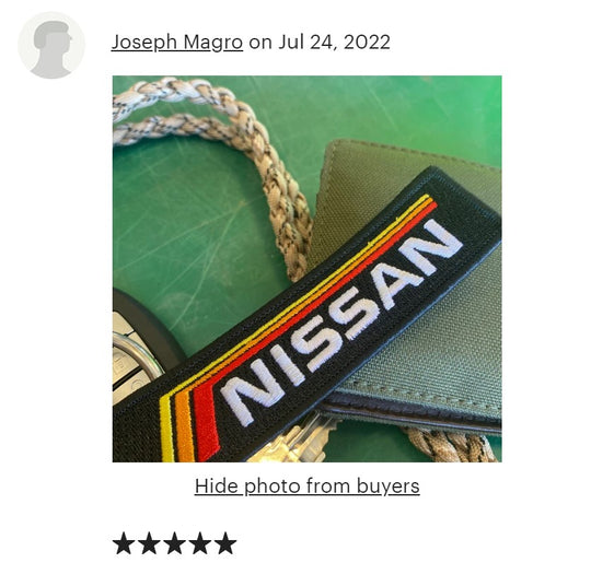 NISSAN, RETRO NISSAN, TRUCK NISSAN Keychain Highest Quality Double Sided Embroider Fabric, exclusive product