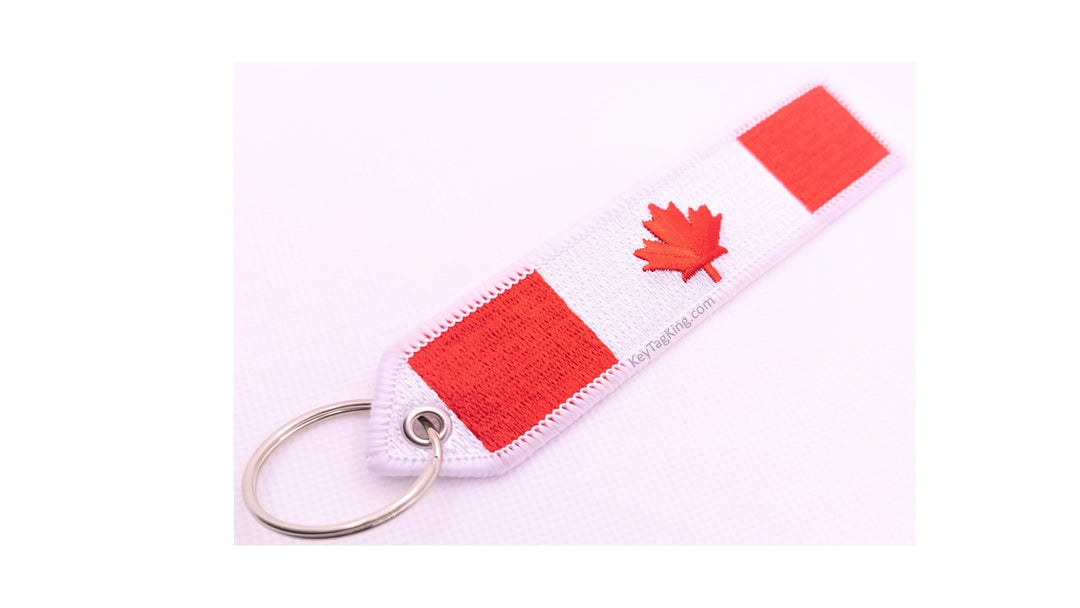 CANADA FLAG Highest Quality Double Sided Embroidery Fabric Keychain