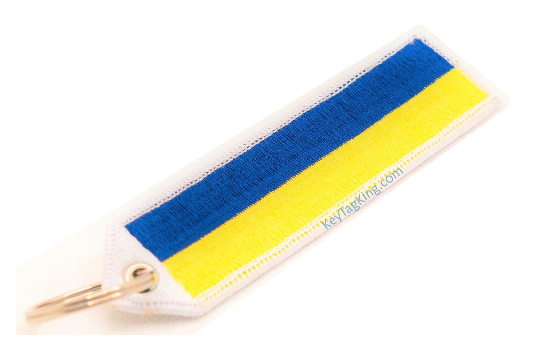 Ukraine Ukrainian Flag Europe Keychain Double Sided Embroider Fabric
