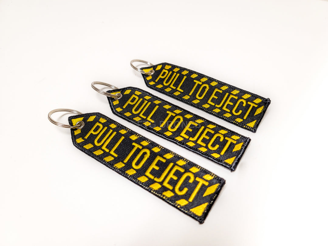 PULL TO EJECT Keychain Patch Highest Quality Double Sided Embroider Ri ...